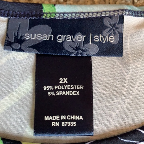 Susan Graver Shantung Watercolor Floral Liquid Knit Top - Picture 4 of 7